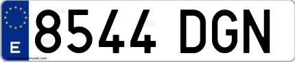 Ejemplo de matrícula española 8544 DGN
