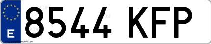 Ejemplo de matrícula española 8544 KFP