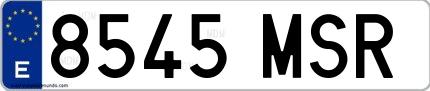 Ejemplo de matrícula española 8545 MSR