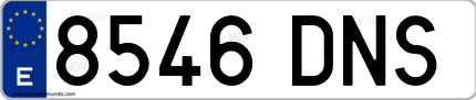 Ejemplo de matrícula de coche ordinaria 8546 DNS