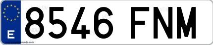 Ejemplo de matrícula española 8546 FNM