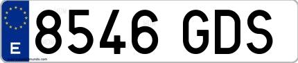 Ejemplo de matrícula española 8546 GDS