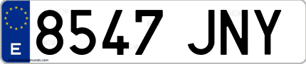 Ejemplo de matrícula de coche ordinaria 8547 JNY