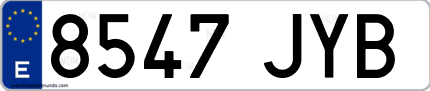 Ejemplo de matrícula de coche ordinaria 8547 JYB
