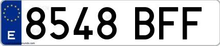Ejemplo de matrícula española 8548 BFF