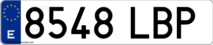 Ejemplo de matrícula de coche ordinaria 8548 LBP