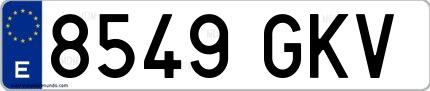 Ejemplo de matrícula española 8549 GKV