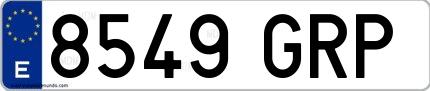 Ejemplo de matrícula española 8549 GRP