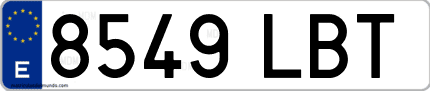 Ejemplo de matrícula de coche ordinaria 8549 LBT