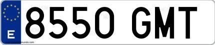 Ejemplo de matrícula española 8550 GMT