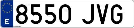 Ejemplo de matrícula española 8550 JVG