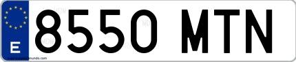 Ejemplo de matrícula española 8550 MTN