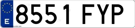 Ejemplo de matrícula española 8551 FYP