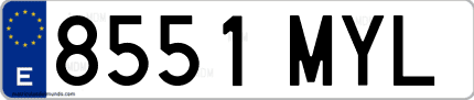 Ejemplo de matrícula de coche ordinaria 8551 MYL