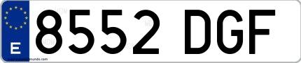 Ejemplo de matrícula española 8552 DGF