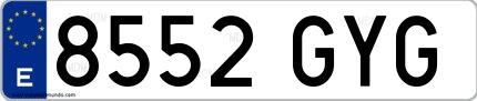 Ejemplo de matrícula española 8552 GYG