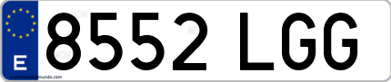 Ejemplo de matrícula de coche ordinaria 8552 LGG