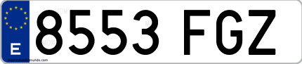 Ejemplo de matrícula de coche ordinaria 8553 FGZ