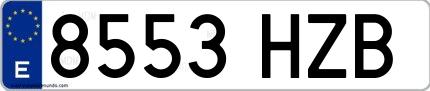 Ejemplo de matrícula española 8553 HZB