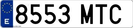 Ejemplo de matrícula española 8553 MTC