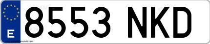 Ejemplo de matrícula española 8553 NKD