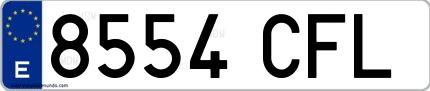 Ejemplo de matrícula española 8554 CFL