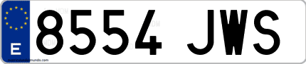 Ejemplo de matrícula de coche ordinaria 8554 JWS