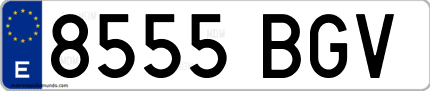 Ejemplo de matrícula de coche ordinaria 8555 BGV