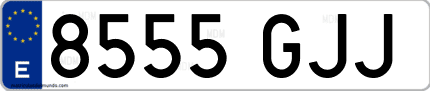 Ejemplo de matrícula de coche ordinaria 8555 GJJ