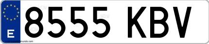Ejemplo de matrícula española 8555 KBV
