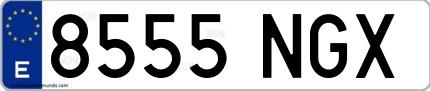 Ejemplo de matrícula española 8555 NGX