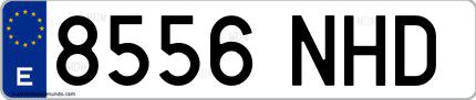 Ejemplo de matrícula española 8556 NHD