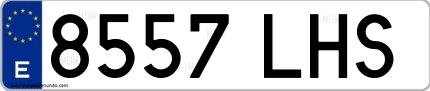 Ejemplo de matrícula española 8557 LHS