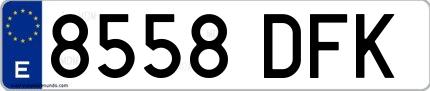 Ejemplo de matrícula española 8558 DFK