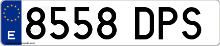 Ejemplo de matrícula de coche ordinaria 8558 DPS