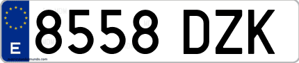 Ejemplo de matrícula de coche ordinaria 8558 DZK