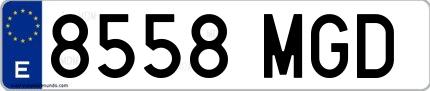 Ejemplo de matrícula española 8558 MGD