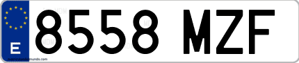 Ejemplo de matrícula de coche ordinaria 8558 MZF