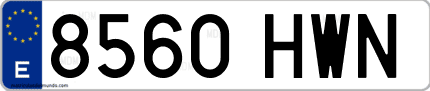 Ejemplo de matrícula de coche ordinaria 8560 HWN