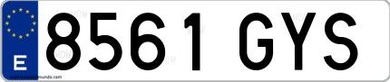 Ejemplo de matrícula española 8561 GYS
