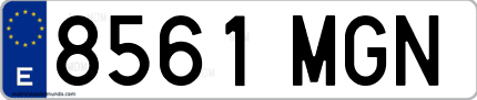 Ejemplo de matrícula de coche ordinaria 8561 MGN