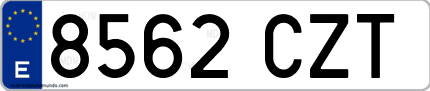 Ejemplo de matrícula de coche ordinaria 8562 CZT
