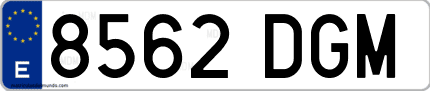 Ejemplo de matrícula de coche ordinaria 8562 DGM