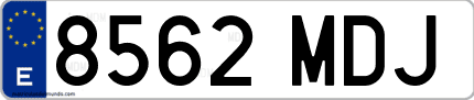 Ejemplo de matrícula de coche ordinaria 8562 MDJ