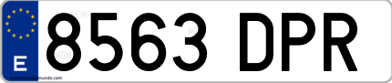 Ejemplo de matrícula de coche ordinaria 8563 DPR