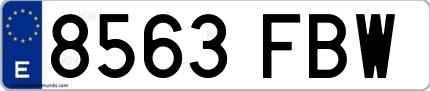 Ejemplo de matrícula española 8563 FBW