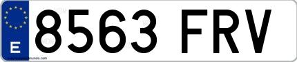 Ejemplo de matrícula española 8563 FRV