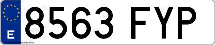 Ejemplo de matrícula española 8563 FYP