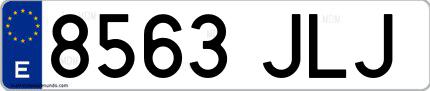 Ejemplo de matrícula española 8563 JLJ