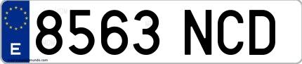 Ejemplo de matrícula española 8563 NCD